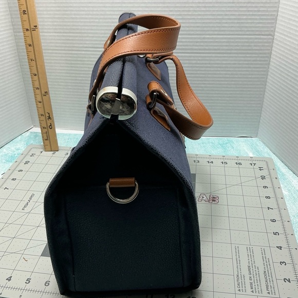 JM New York Blue and Brown Briefcase with Vintage Charm - Picture 5 of 9